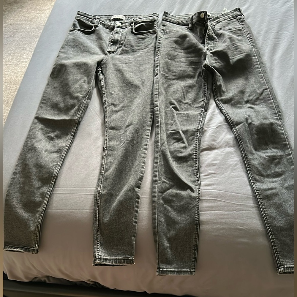 Zara Gray Skinny Jeans with Modern Distressing